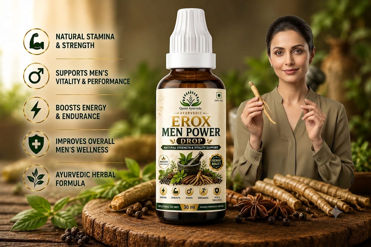 Erox Men Power Drop – Daily Herbal Wellness Support for Men Erox Men Power Drop – Premium Ayurvedic Liquid Herbal Formula