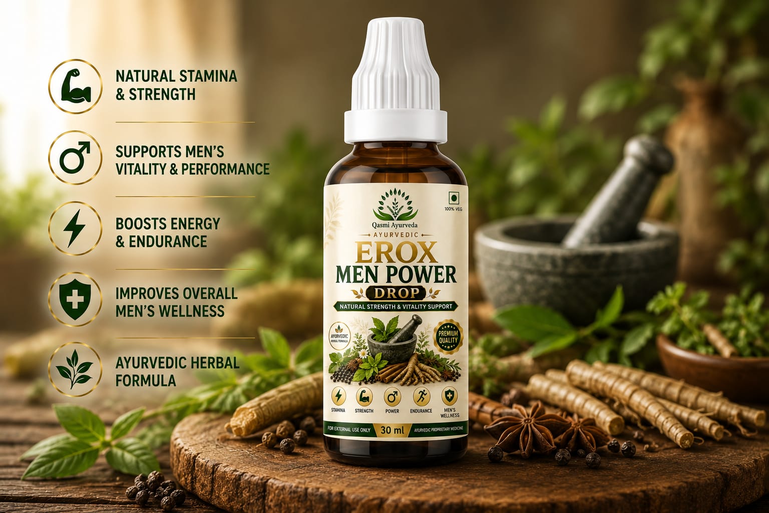 Erox Men Power Drop – Natural Herbal Formula for Men's Vitality Erox Men Power Drop – Ayurvedic Herbal Wellness Drops for Men
