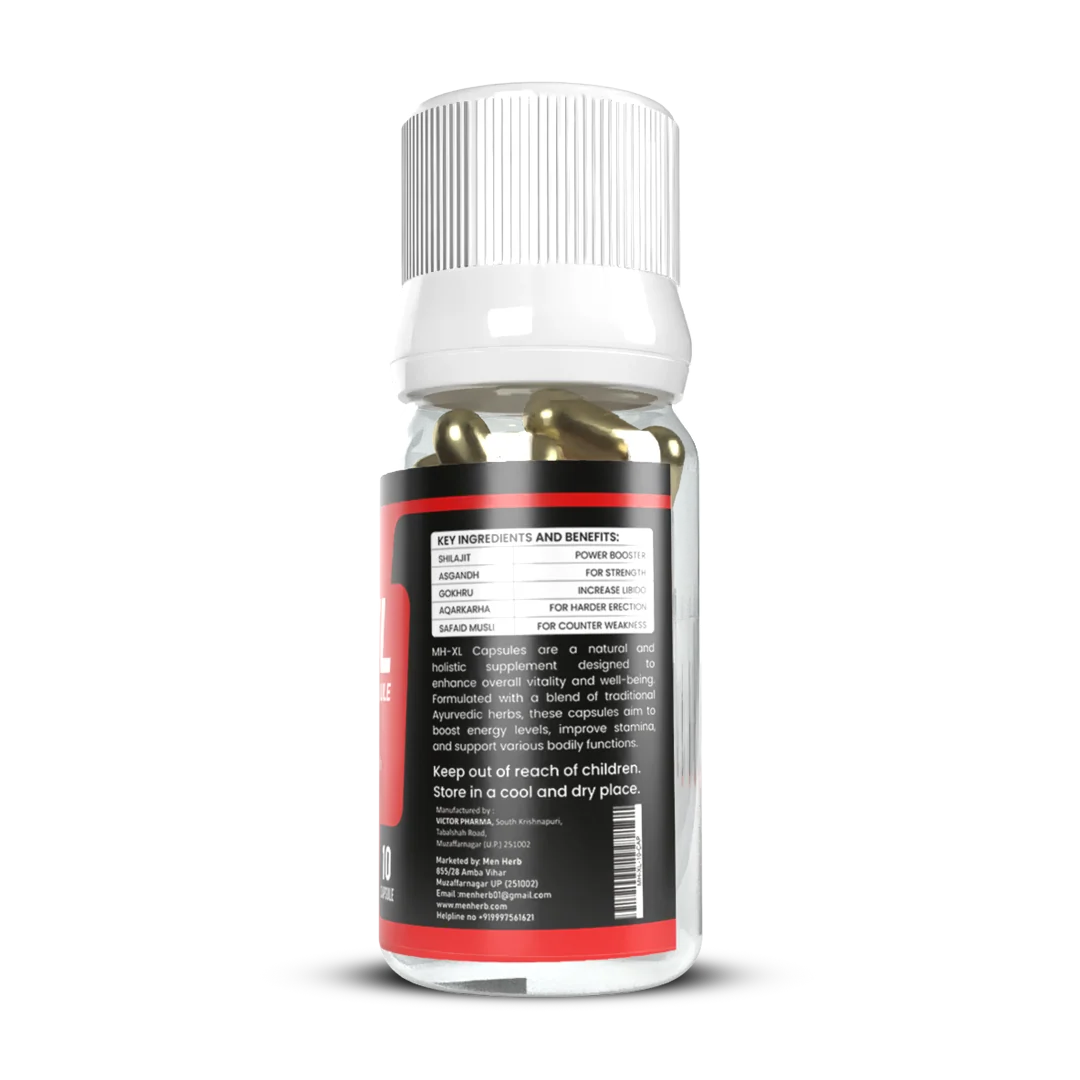 Menherb MH XL Mens Performance and Vitality Formula 10 Capsules MH XL Power Capsule for Men Energy Strength and Endurance Support